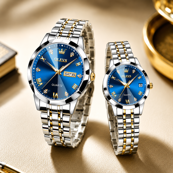 OLEVS 9931 Fashion Luxury Couple Luminous Waterproof Watch
